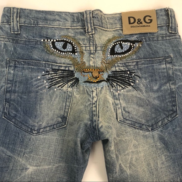 Dolce & Gabbana Denim - dolce & gabbana rhinestone cat face jeans size 27